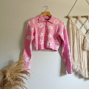 ✰ daisy print cropped cardigan ✰